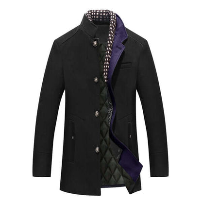 Men’s Structured High-Collar Double-Breasted Winter Coat