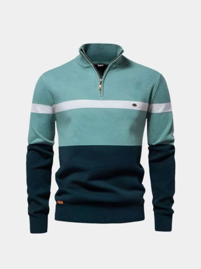 Men’s Cotton-Blend Quarter-Zip Stand Collar Pullover