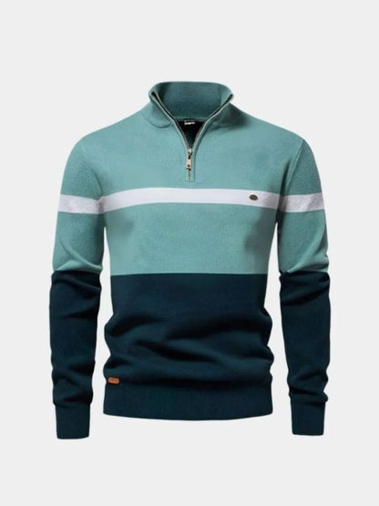 Men’s Cotton-Blend Quarter-Zip Stand Collar Pullover
