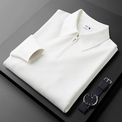 Men’s Textured Waffle-Knit Quarter-Zip Pullover