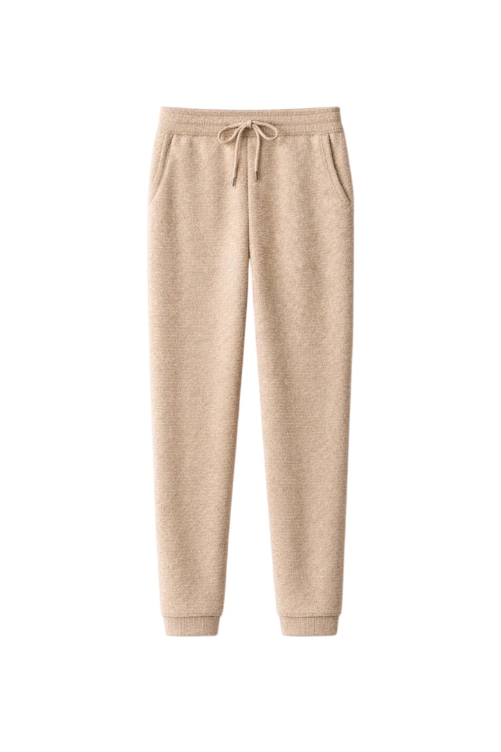 Men’s Relaxed Tapered Knit Lounge Trousers with Ribbed Cuffs