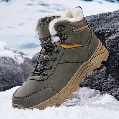 Men’s Faux Fur Winter Boots with Cushioned Insole and Rubber Sole