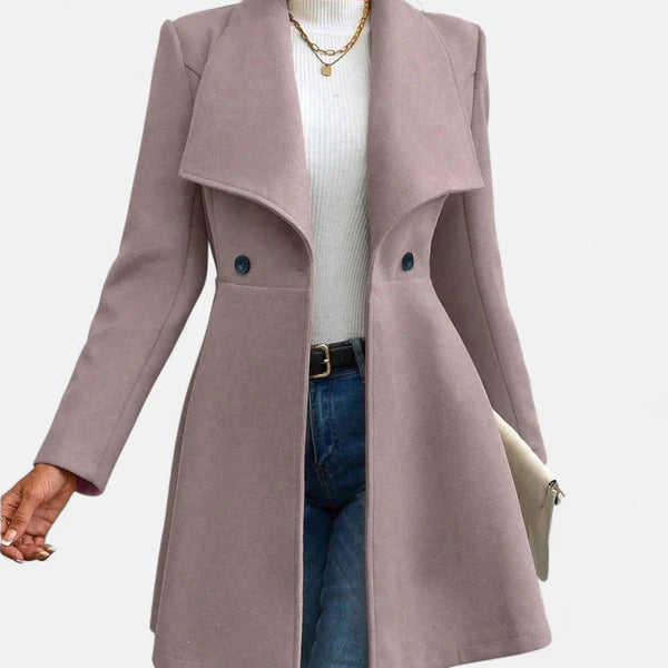 Women’s Tailored Wool-Blend Coat with Classic Lapels