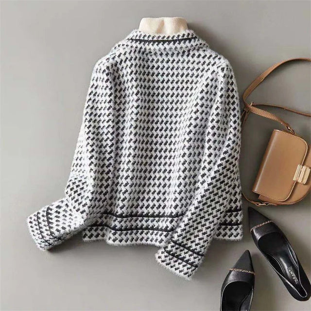 Women’s Houndstooth Wool Cashmere Tailored Jacket
