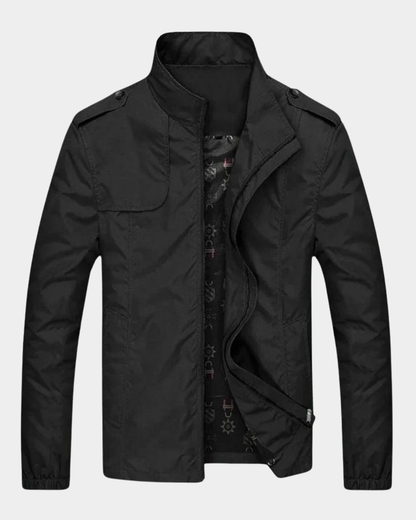 Men’s Military-Inspired Stand-Collar Zip Bomber Jacket