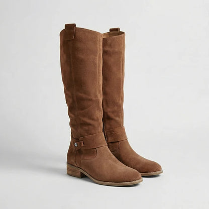 Women’s Knee-High Slouch Boots with Soft Suede-Look Finish