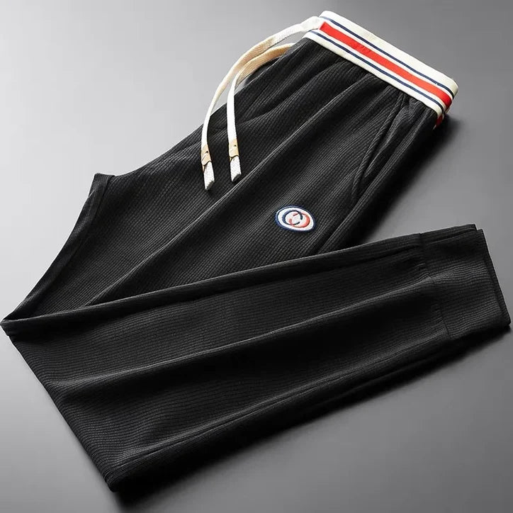Men’s Ribbed Stretch Joggers with Striped Waistband