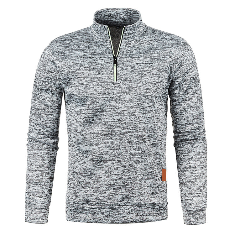 Men’s Heathered Quarter-Zip Mock Neck Sweater