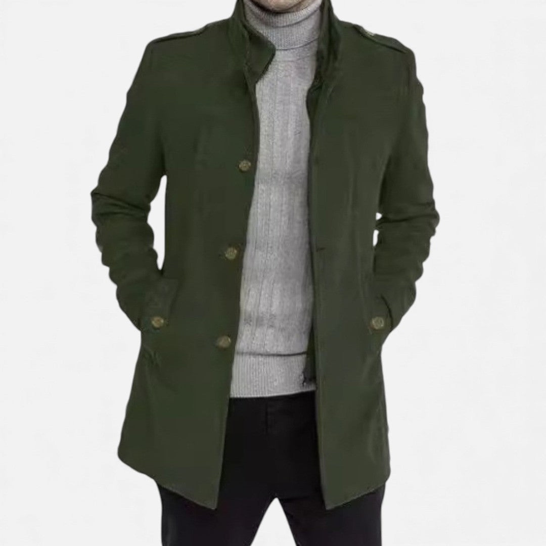 Men’s Textured Wool-Look Mid-Length Zip Coat