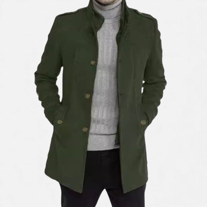 Men’s Textured Wool-Look Mid-Length Zip Coat
