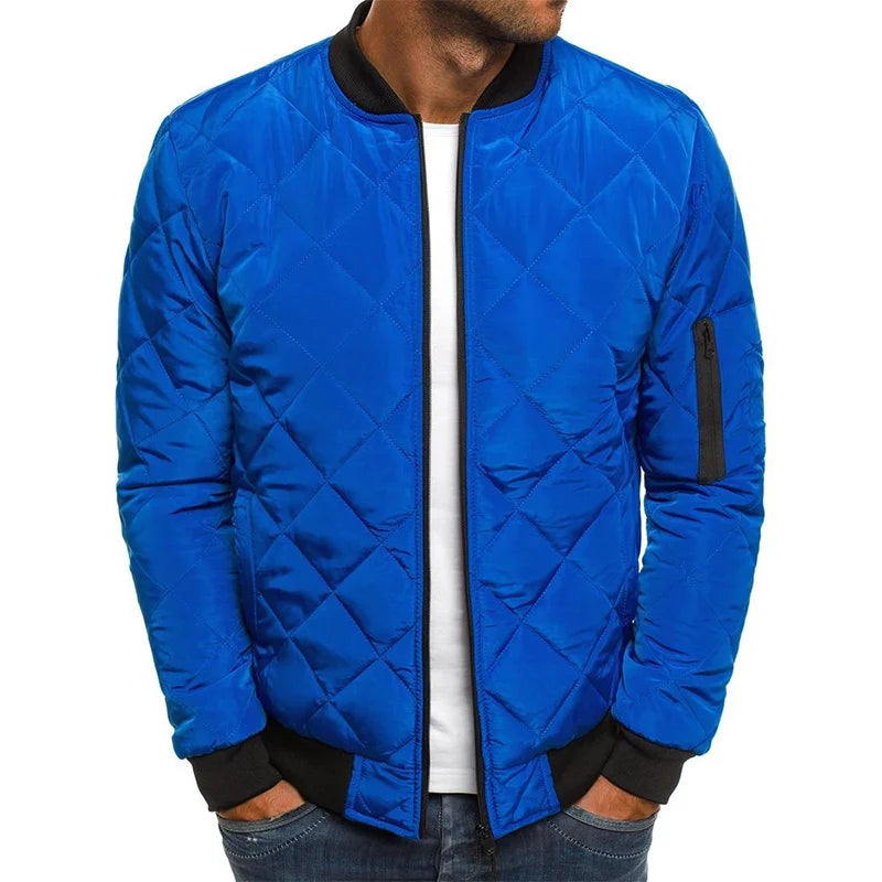 Men’s Quilted Ribbed-Trim Bomber Jacket