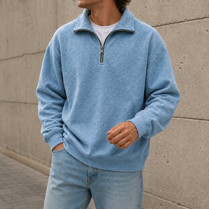 Men’s Relaxed Solid Half-Zip Sweatshirt