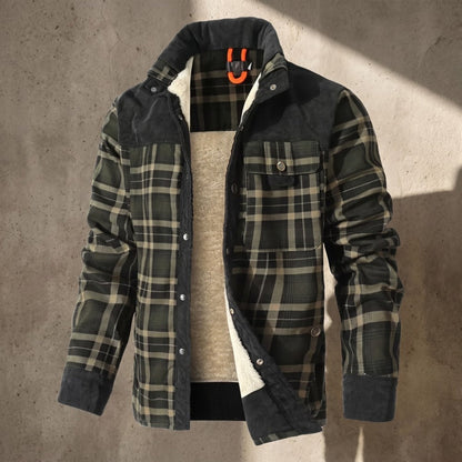 Men’s Sherpa-Lined Plaid Flannel Outdoor Jacket