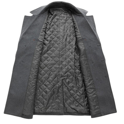 Men’s Textured Double-Breasted Mid-Length Overcoat