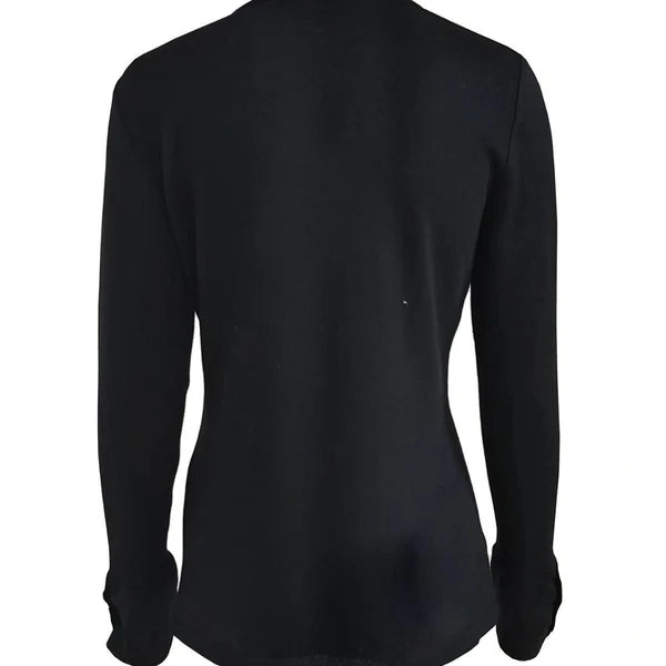 Women’s Slim-Fit Deep V-Neck Cotton Blend Top with Sleeve Buttons
