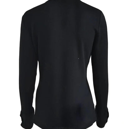 Women’s Slim-Fit Deep V-Neck Cotton Blend Top with Sleeve Buttons