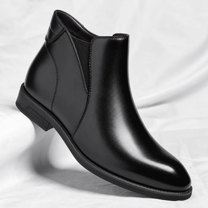 Men’s Leather Chelsea Boots with Cushioned Footbed and Rubber Sole