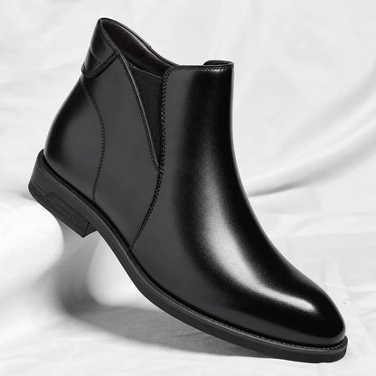 Men’s Leather Chelsea Boots with Cushioned Footbed and Rubber Sole