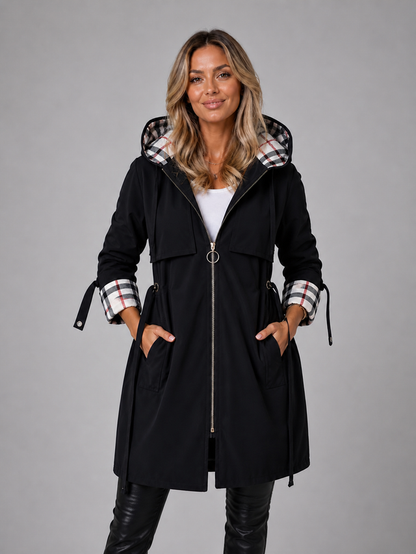 Women’s Longline Hooded Drawstring Waist Coat