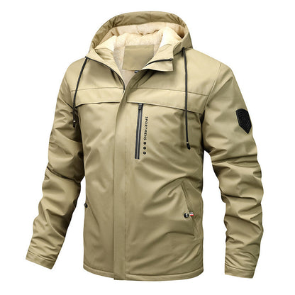 Men's Fleece-Lined Hooded Outdoor Jacket