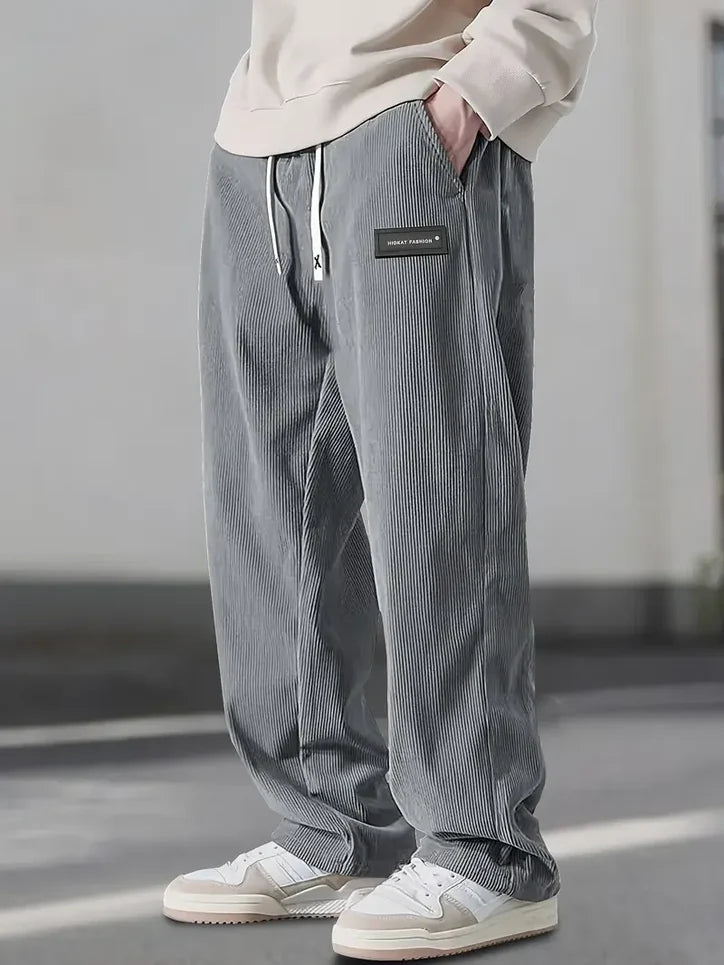 Men’s Relaxed Cotton Corduroy Pants with Drawstring Waist