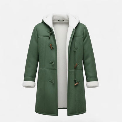 Women’s Hooded Winter Coat with Tailored Button Front and Pockets