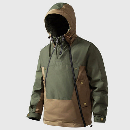 Men’s Color-Block Hooded Down Anorak Jacket