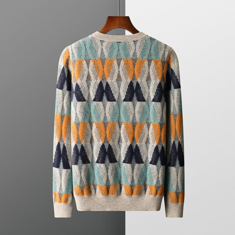 Men’s Retro Geometric Pattern Knit Sweater