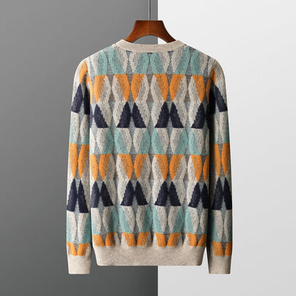 Men’s Retro Geometric Pattern Knit Sweater
