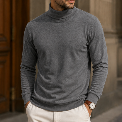 Men’s Slim-Fit High-Neck Knit Pullover