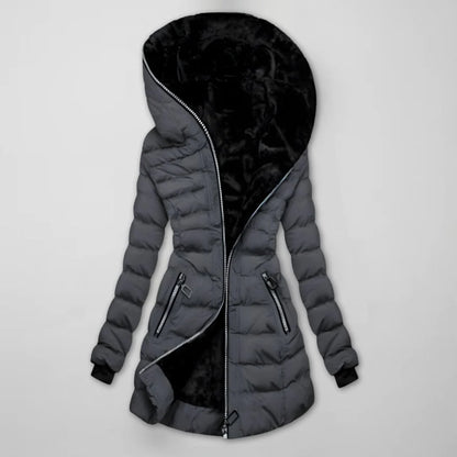 Women's Long Quilted Hooded Winter Coat with Warm Lining