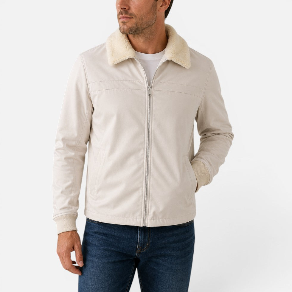 Men’s Cozy Fleece-Collar Zip Jacket