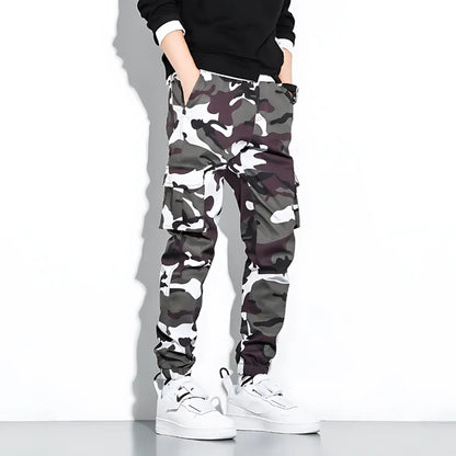 Men’s Stretch Camouflage Cargo Pants with Tapered Fit