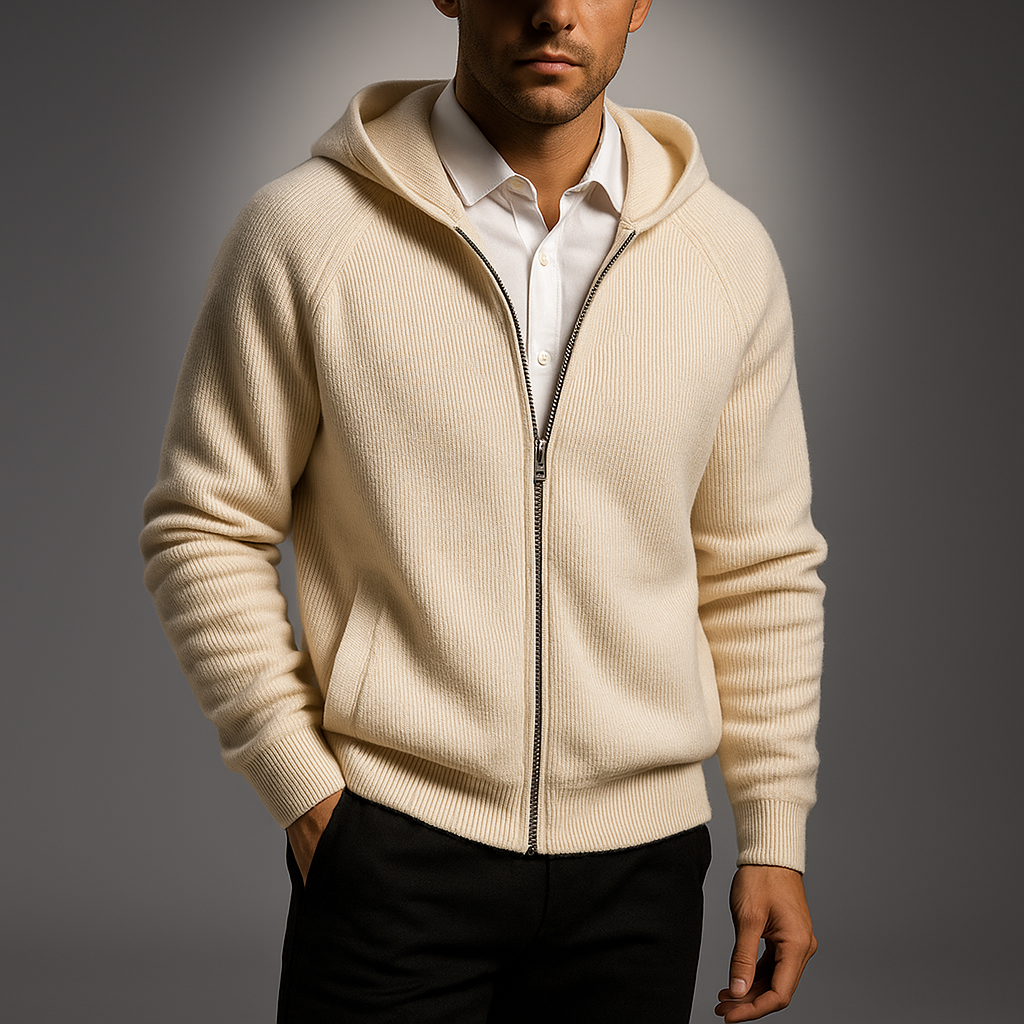 Men’s Refined Knit Front-Zip Pullover Sweater