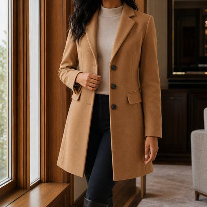 Women’s Wool Blend Fitted Flared Coat