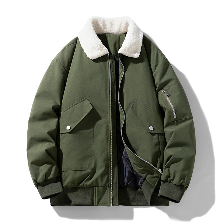 Men's Sherpa-Collar Padded Bomber Jacket