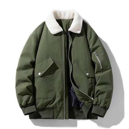 Men's Sherpa-Collar Padded Bomber Jacket