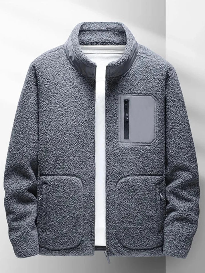 Men’s Plush Fleece High-Collar Zip Jacket