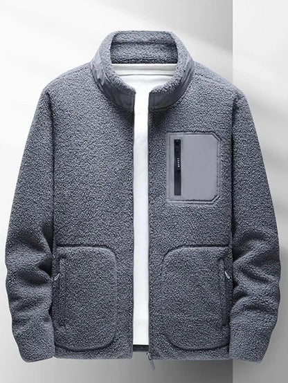 Men’s Plush Fleece High-Collar Zip Jacket