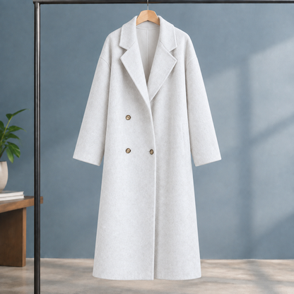 Women’s Longline Cashmere Wool Double-Breasted Coat
