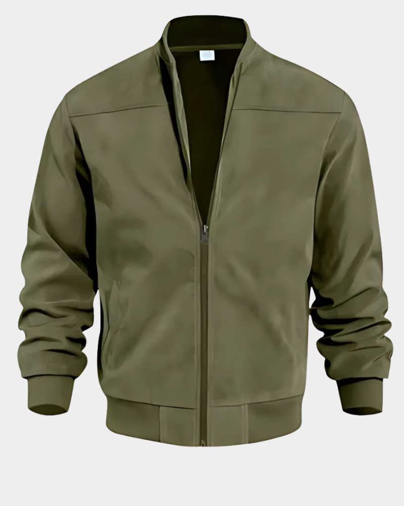 Men’s Lightweight Stand-Collar Ribbed Bomber Jacket