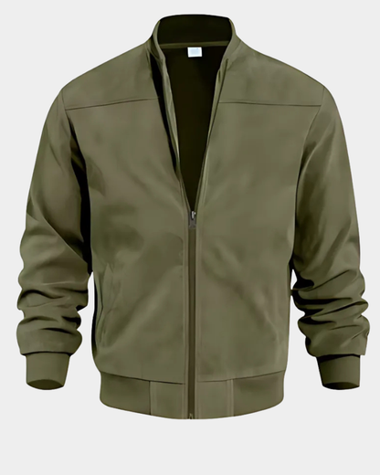 Men’s Lightweight Stand-Collar Ribbed Bomber Jacket