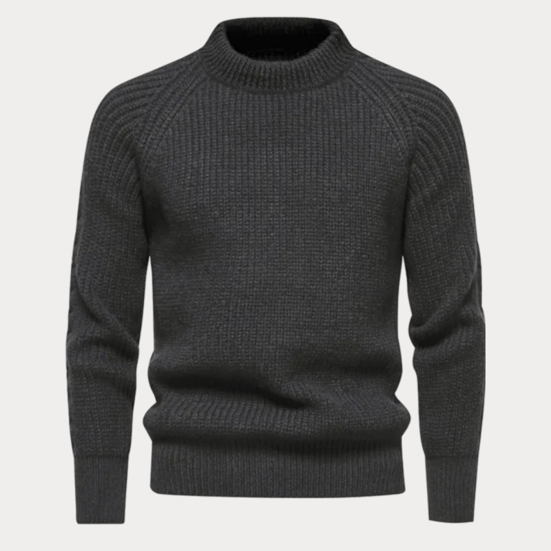 Men’s Textured Ribbed Mock-Neck Pullover Sweater