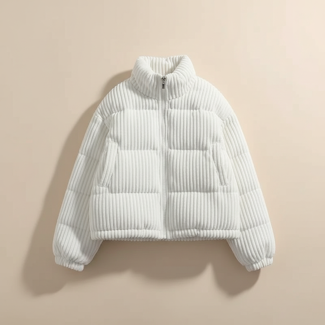 Women’s Cropped Corduroy Quilted Jacket with Boxy Fit