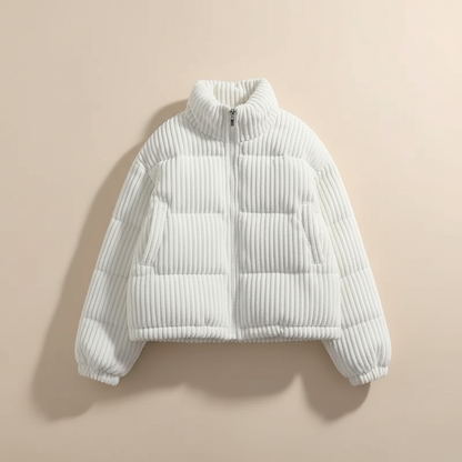 Women’s Cropped Corduroy Quilted Jacket with Boxy Fit