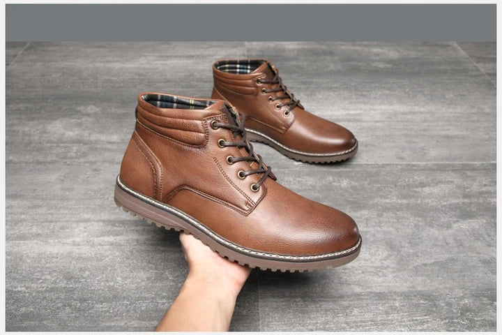 Men’s Business Ankle Boots with Round Toe and Medium Heel