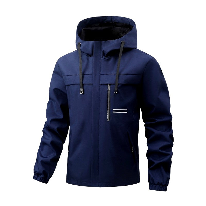 Men’s Waterproof Hooded Full-Zip Rain Windbreaker