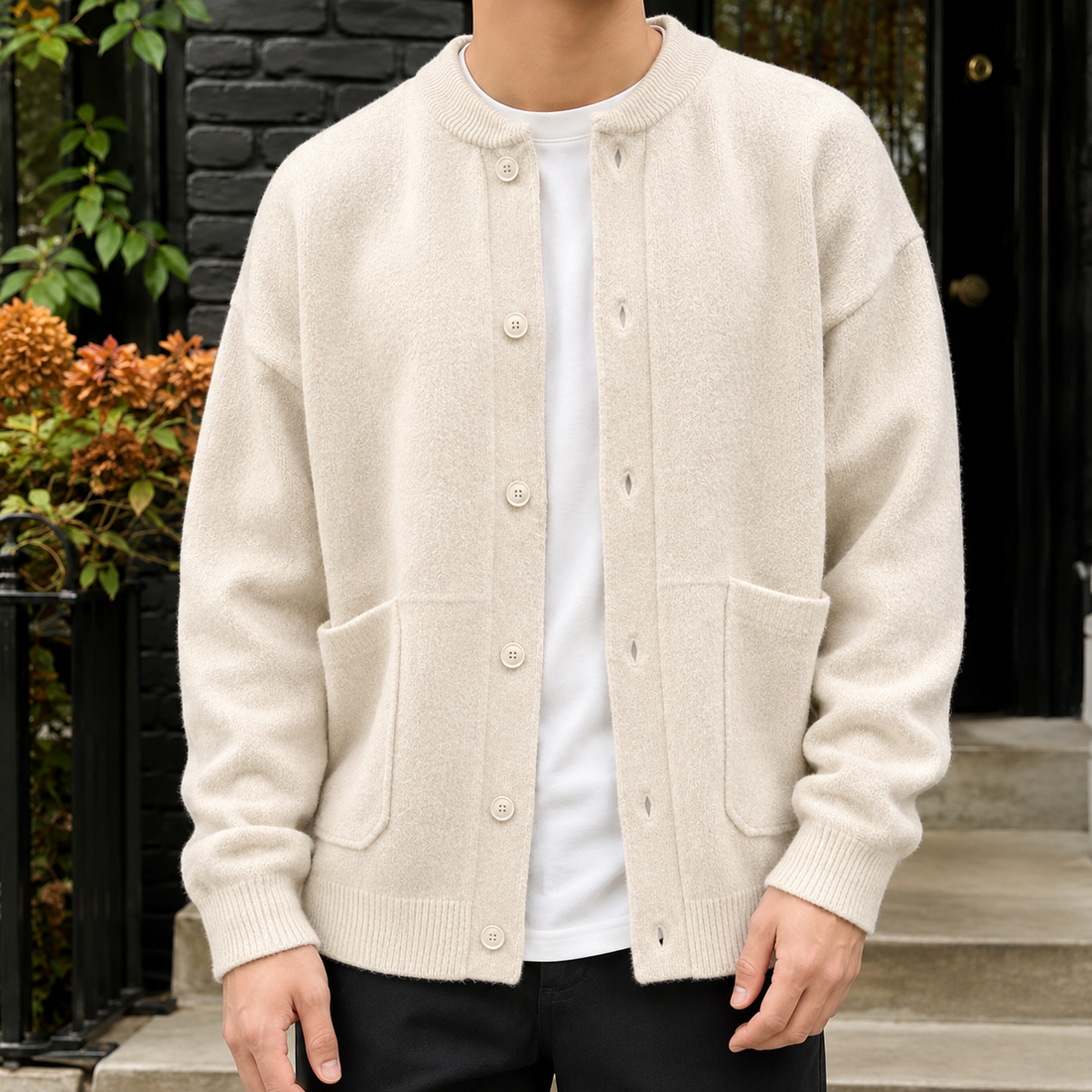 Men’s Relaxed Wool Knit Button Cardigan
