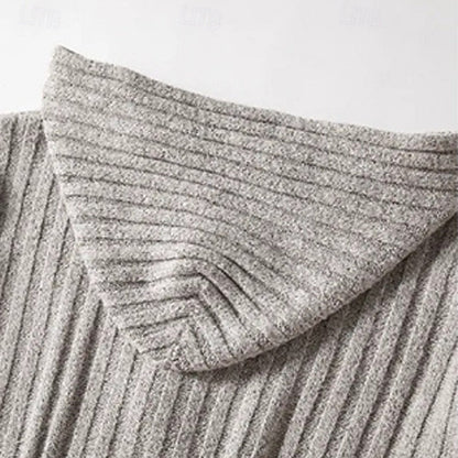 Men’s Cable Knit Hooded Button-Front Cardigan
