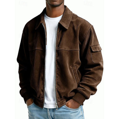 Men’s Ribbed-Knit Classic Collar Zip Jacket